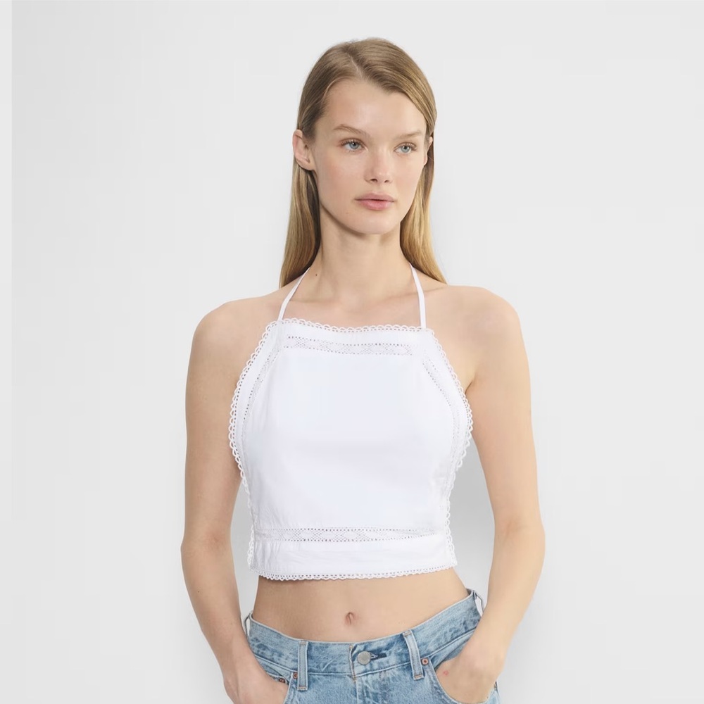Wilfred Aritzia Winslow Poplin Halter Top White Halter Crop Top. Size S - Picture 7 of 13